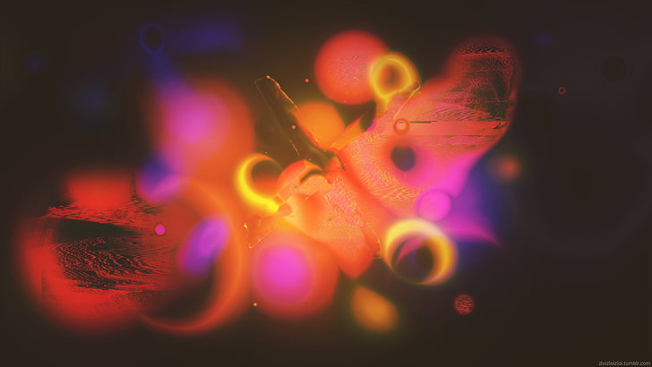 illustration abstraite rouge, jaune, violet, rose et noir, abstrait, glitch art, espace, Fond d'écran HD
