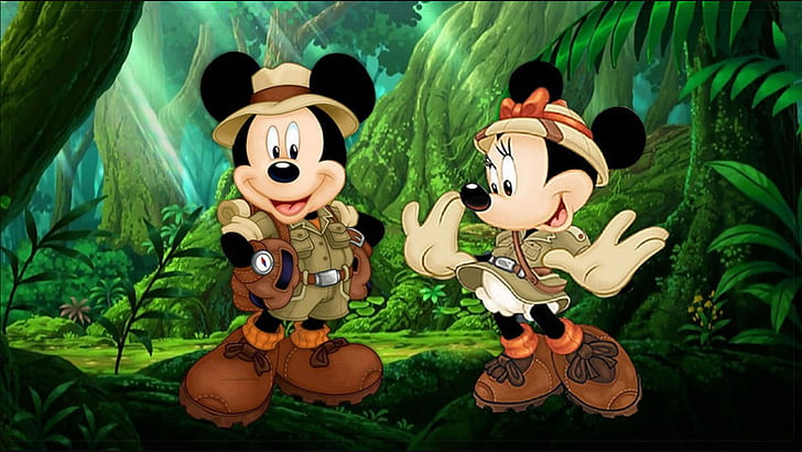 Mickey Mouse With Friends From The Jungle Safari Cartoon Hd Wallpaper  3840×2400 | Wallpaperbetter