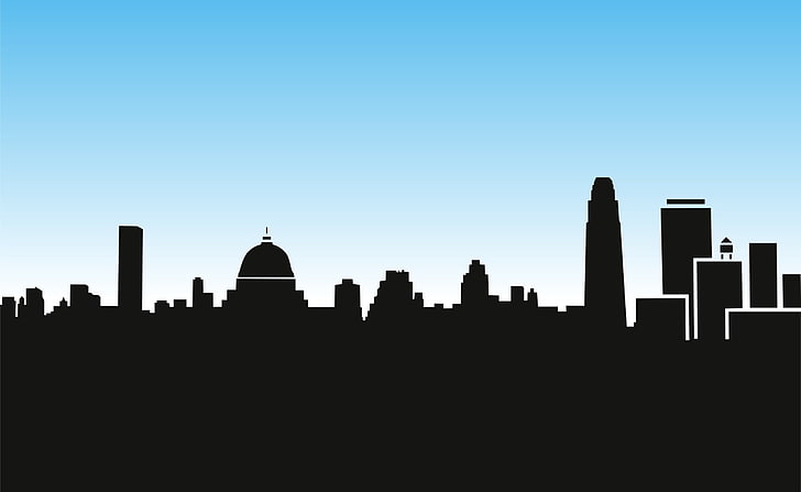 City Skyline Silhouette Cartoon, silhouette of buildings vector art, Aero, Vector Art, City, Silhouette, Skyline, cartoon, HD wallpaper