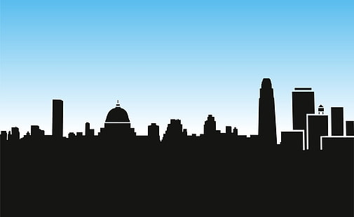 Stadt-Skyline-Schattenbild-Karikatur, Schattenbild von Gebäudevektorkunst, Aero, vektorkunst, Stadt, Schattenbild, Skyline, Karikatur, HD-Hintergrundbild HD wallpaper