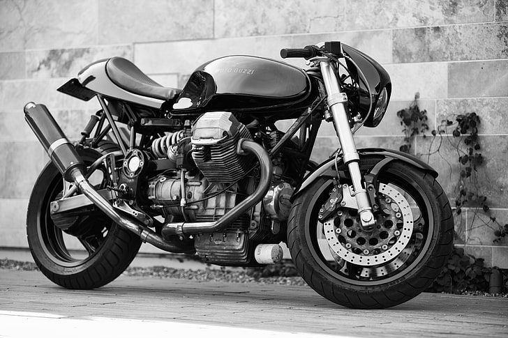 negro cafe racer motocicleta, Buell, bicicleta personalizada, hermosa bicicleta de carretera, calle, potente, Fondo de pantalla HD