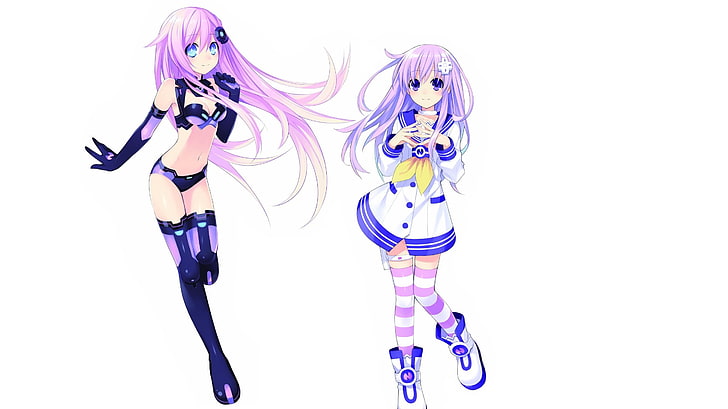 anime, background, games, girls, hair, heart, hyperdimension, neptunia, purple, simple, video, HD wallpaper