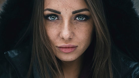 Катя Иванова, жени, лице, лунички, HD тапет HD wallpaper
