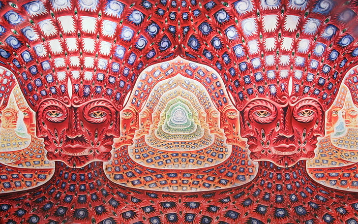 Hindu deity artwork, Tool, alternative metal , music, surreal, artwork, psychedelic, red, face, eyes, symmetry, HD wallpaper