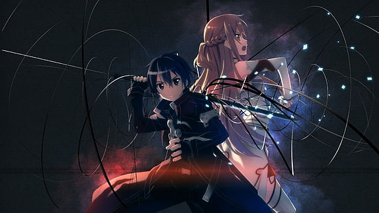 ตัวละครอนิเมะถืออาวุธวอลเปเปอร์ดิจิทัลสาวรักเกมผมยาววิวัฒนาการอะนิเมะผมสั้นเด็ก MMORPG สีบลอนด์เอเชียนักรบมังงะทักษะญี่ปุ่นผมดำ Yuuki Asuna Sword Art Online Kirito , Kirigaya Kazuto, asiatic, Asuna, SAO, season 1, ซีซั่นแรก, ไลท์โนเวล, นักดาบ, อัศวินเลือด, To kiriga, Coat of Midnight, วัยรุ่น, โดย quasixi, Yuuki, Aincrad, คู่สมรส, นักดาบสีดำ, คาซึโตะ, คู่ ใบมีด, วอลล์เปเปอร์ HD HD wallpaper