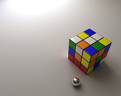 3x3 кубчето на Рубик, кубчето на Рубик, CGI, HD тапет HD wallpaper