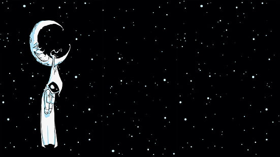 Moon Knight Marvel BW Stars Moon HD, desenho animado / história em quadrinhos, bw, estrelas, lua, maravilha, cavaleiro, HD papel de parede HD wallpaper