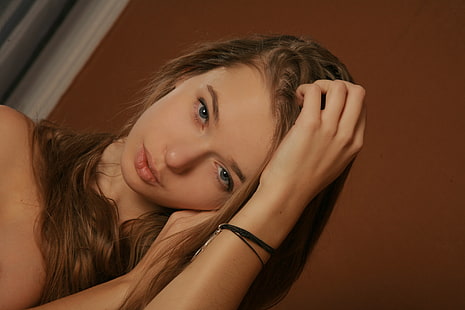 canotta nera da donna, Milena D, Milena, modello, bruna, occhi blu, Sfondo HD HD wallpaper