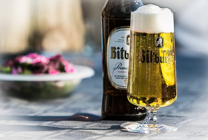 Flaschen, Trinkglas, Bitburger, Bier, HD-Hintergrundbild
