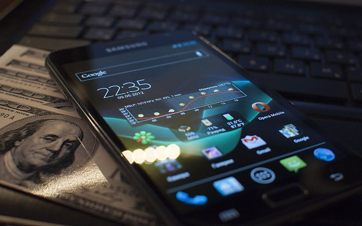 black Samsung Galaxy Android smartphone, Samsung, HD wallpaper