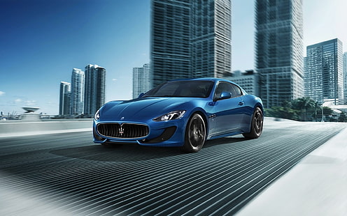 Maserati GranTurismo Sport 2014, mobil sport biru, maserati, sport, granturismo, 2014, mobil, Wallpaper HD HD wallpaper