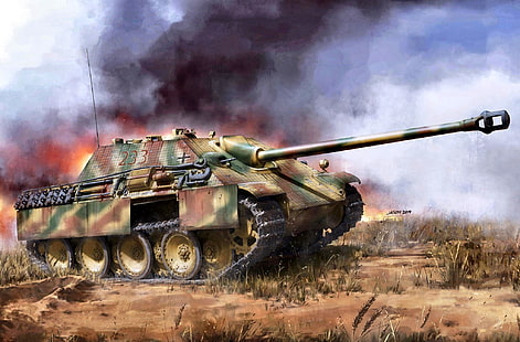 Herbe, fumée, SAU, Jagdpanther, chasseur de chars, La Wehrmacht, Zimmerit, Heavy, Fond d'écran HD HD wallpaper