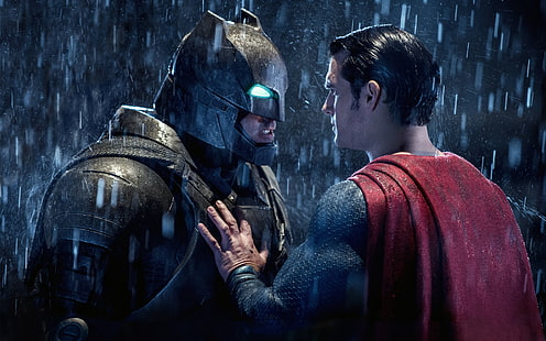 Batman ve Süpermen illüstrasyon, kurgu, yağmur, kostüm, kask, Batman, Ben Affleck, komik, Süpermen, Clark Kent, Bruce Wayne, Henry Cavill, Batman V Süpermen: adaletin şafağı, HD masaüstü duvar kağıdı HD wallpaper