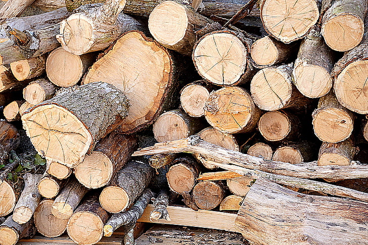 bark, chopped, chopped wood, cut, firewoods, logs, lumber, pile, stack, timber, tree bark, tree trunks, wood, wooden, wooden logs, woodpile, HD wallpaper