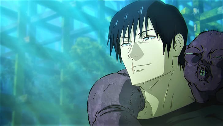 Jujutsu Kaisen, Fushiguro Toji, luce del sole, cicatrici, anime, screenshot dell'anime, ragazzi anime, Sfondo HD