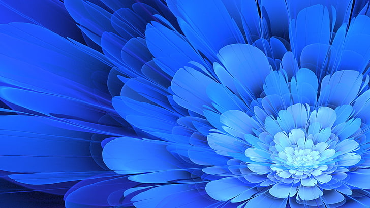 خلفية زهرة زرقاء ، زهور ، Apophysis ، زهور زرقاء ، زرقاء، خلفية HD
