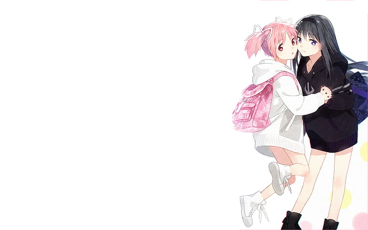 Anime, Puella Magi Madoka Magica, Girl, Homura Akemi, Madoka Kaname, HD wallpaper