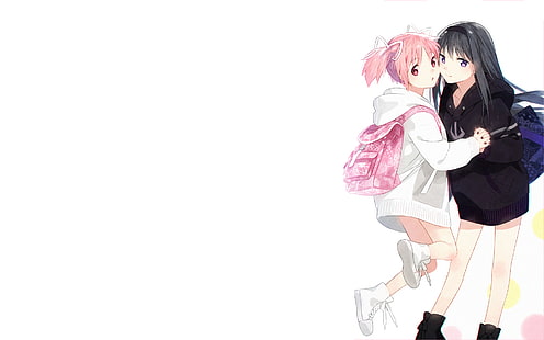 Anime, Puella Magi Madoka Magica, Girl, Homura Akemi, Madoka Kaname, HD wallpaper HD wallpaper
