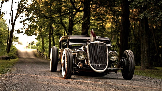 classic black vehicle, car, Hot Rod, HD wallpaper HD wallpaper