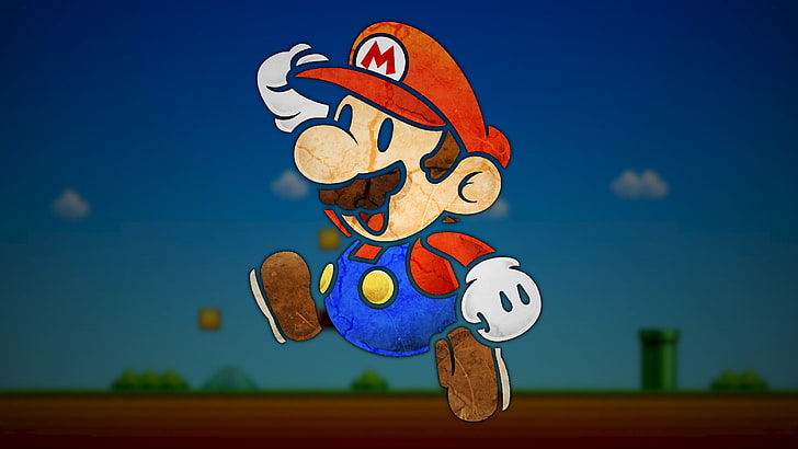 Super Mario, Paper Mario, video games, digital art, Nintendo, artwork, HD wallpaper