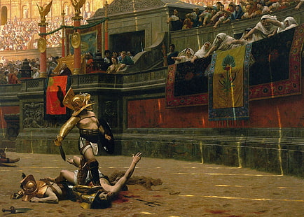 Gladiator, ภาพการต่อสู้ของอัศวินเกราะ, นักสู้, แชมป์, นักรบ, คนตาย, 3 มิติและนามธรรม, วอลล์เปเปอร์ HD HD wallpaper