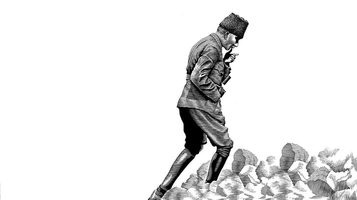 хора, Мустафа Кемал Ататюрк, Република Турция, монохромен, войник, HD тапет