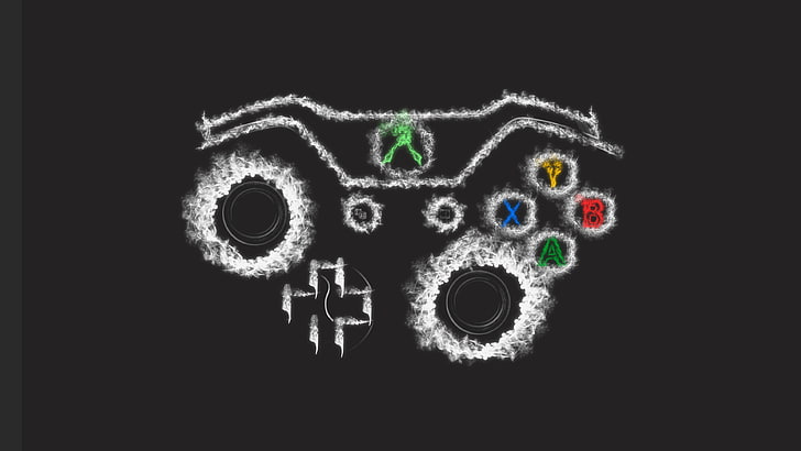 Illustrazione del controller Xbox 360, Xbox, controller, fumo, controller, Sfondo HD