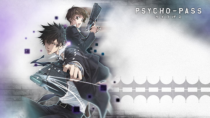 Psycho-Pass, Shinya Kogami, Tsunemori Akane, anime, anime boys, anime girls, Wallpaper HD