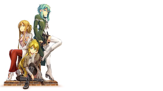 Sword Art Online, аниме момичета, Leafa (Sword Art Online), Kirigaya Suguha, Yuuki Asuna, Sinon (Sword Art Online), Asada Shino, HD тапет HD wallpaper