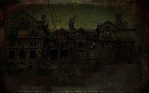 Призрачна къща с духове, кафяво имение, призрачен, природа, Хелоуин, обитавани от духове къщи, духове, природа и пейзажи, HD тапет HD wallpaper