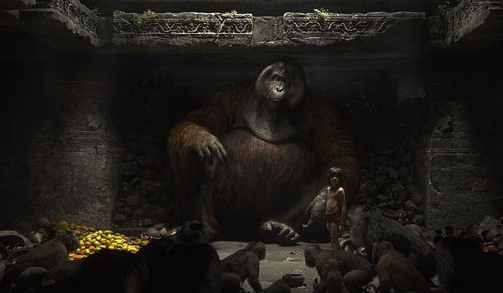 Король обезьян, фэнтези, Книга джунглей, Лучшие фильмы 2016 года, Приключения, Король Луи, HD обои