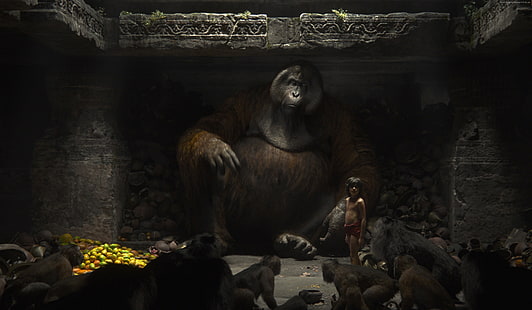 Король обезьян, фэнтези, Книга джунглей, Лучшие фильмы 2016 года, Приключения, Король Луи, HD обои HD wallpaper