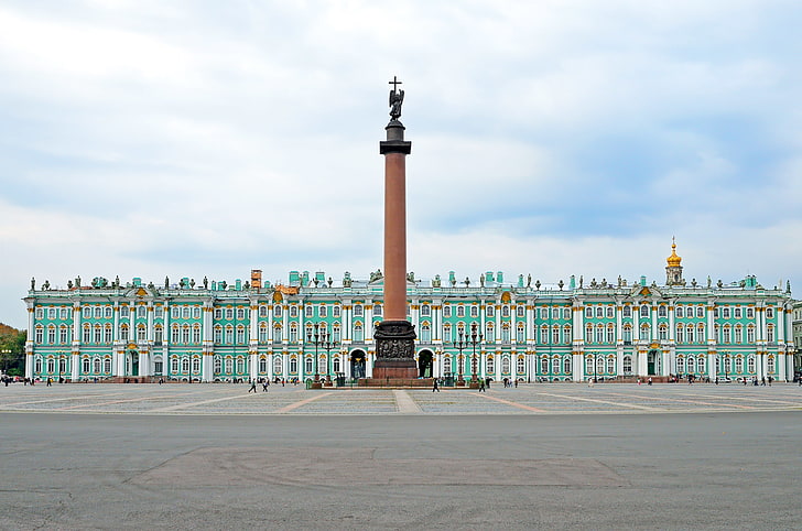 green concrete building, area, Saint Petersburg, monument, Russia, The Winter Palace, HD wallpaper