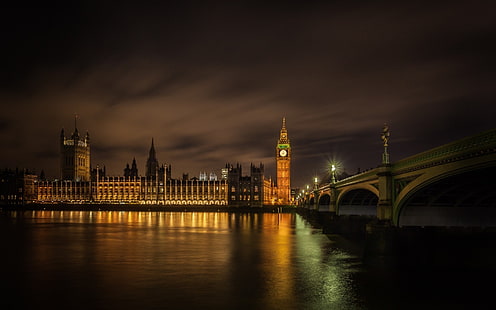 Лондонский дворец Вестминстера, Лондон, Биг Бен, Вестминстер, Темза, HD обои HD wallpaper