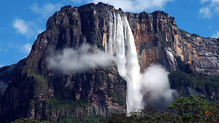 Angel Falls, pemandangan, gunung, alam, batu, Venezuela, air terjun, Wallpaper HD
