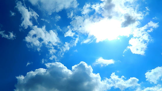 Прекрасно синьо небе, слънчева светлина, цвят, природа, красиво, прекрасно, зашеметяващо, невероятно, небе, синьо, хубаво, HD тапет HD wallpaper