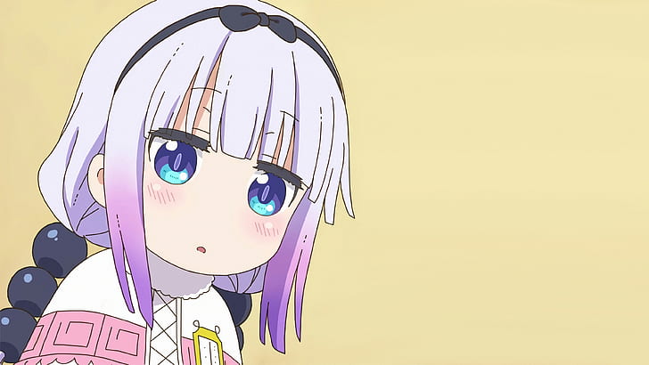 Kanna Kamui (Kobayashi-san-Chi-no-Maid-Drache), Anime-Mädchen, einfacher Hintergrund, weißes Haar, weiße Haut, Kobayashi-san-Chi-no-Maid-Drache, blaue Augen, Loli, Hasenohren, HD-Hintergrundbild