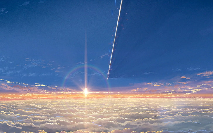 Anime, Your Name., Cloud, Comet, Kimi No Na Wa., Scenic, Sky, Sun, HD wallpaper