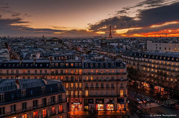 architecture, cities, france, light, monuments, night, panorama, panoramic, paris, temples, towers, urban, HD wallpaper