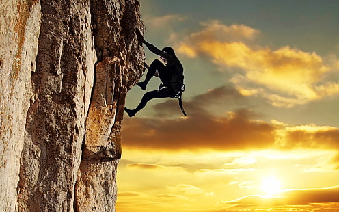 Climb Climbing Rock Stone Person Sunlight HD, спорт, слънчева светлина, скала, камък, човек, катерене, изкачване, HD тапет HD wallpaper