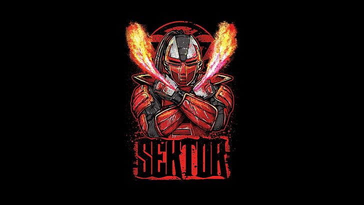 red, fighter, cyborg, art, Mortal Kombat, Sector, HD wallpaper