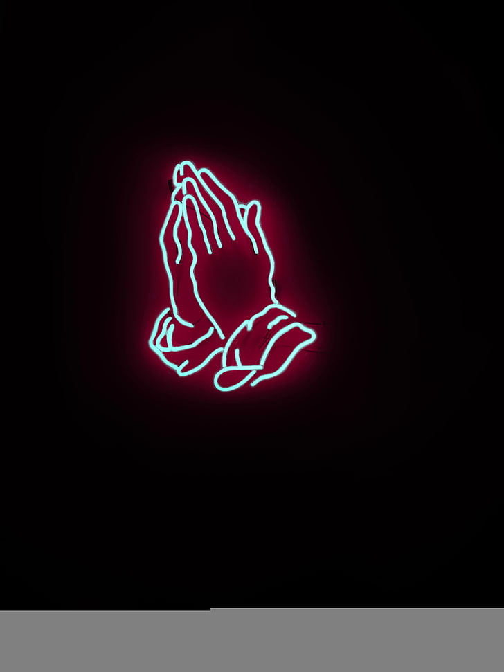red praying hands LED 3D lamp, neon, hands, prayer, HD wallpaper