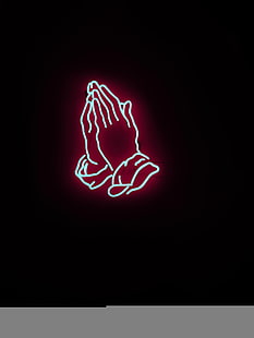 червени молещи се ръце LED 3D лампа, неон, ръце, молитва, HD тапет HD wallpaper