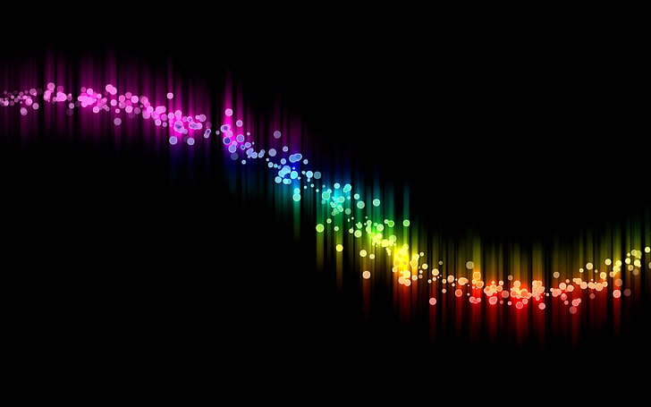arcobaleno multicolore, astratto, nero, colorato, curva, Sfondo HD