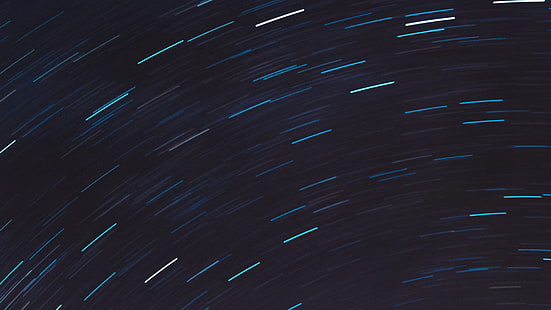 Lichtspuren, Sternspuren, Himmel, Bewegungsunschärfe, einfach, blau, Sterne, Langzeitbelichtung, HD-Hintergrundbild HD wallpaper