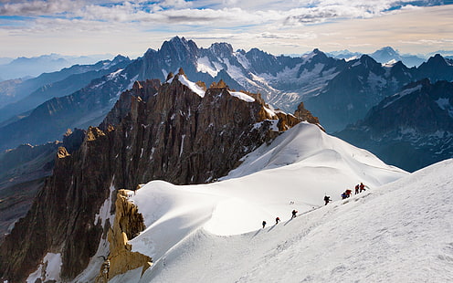 Snow Mountain Peak Alpinismo Team 4k Landscap .., Sfondo HD HD wallpaper