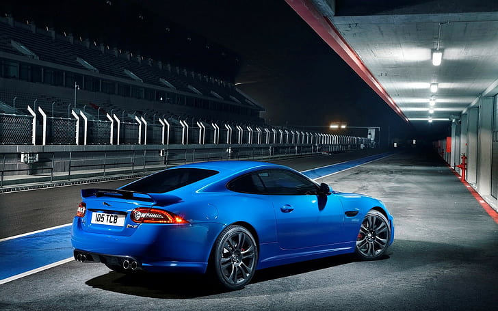 Jaguar, Jaguar XKR-S, Jaguar XKR, auto blu, Sfondo HD