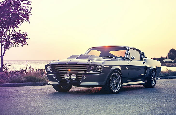 Shelby, gray, Ford Mustang, car, eleanor, muscle cars, gt500, HD wallpaper