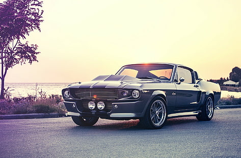 Shelby, gris, Ford Mustang, voiture, eleanor, muscle cars, gt500, Fond d'écran HD HD wallpaper