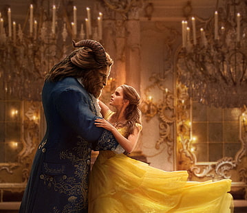 Emma Watson, Beast, Beauty and the Beast, HD wallpaper HD wallpaper